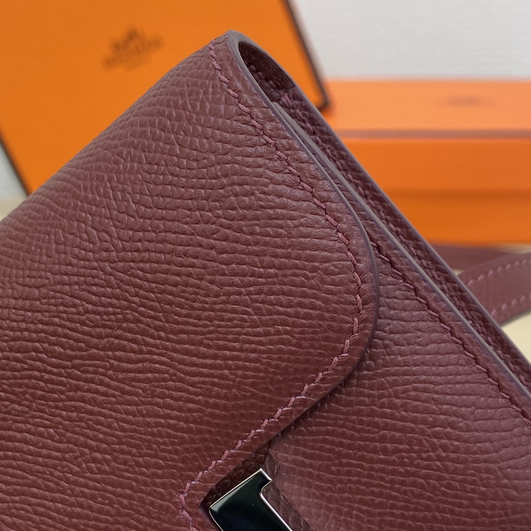 Hermes Constance Slim Wallet Belt Bag In Bordeaux Epsom Leather